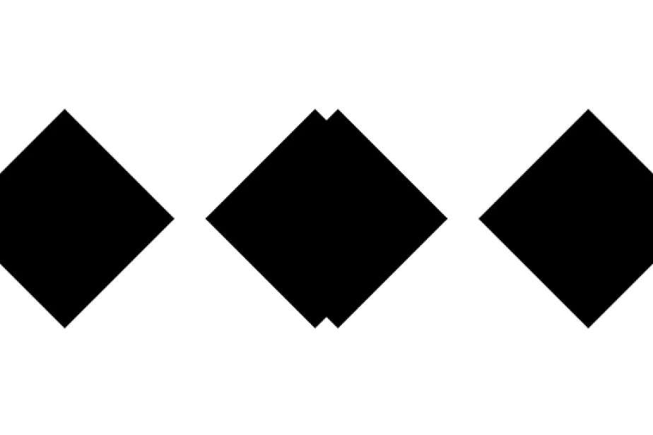 4 losanges noirs sur fond blanc, dont ceux du milieu qui se chevauchent